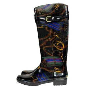 LAUREN Ralph Lauren boots 7 Rossalyn II Tall Womens Equestrian Rubber Rain Duck